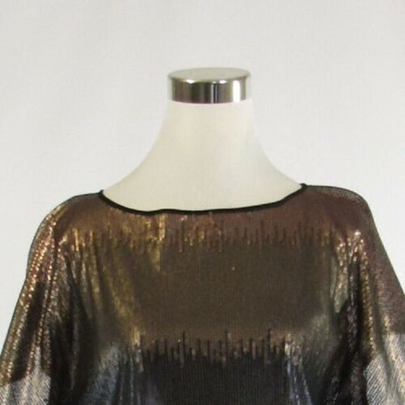 Light brown black VINCE CAMUTO sequin blouse XS - Picture 2 of 8
